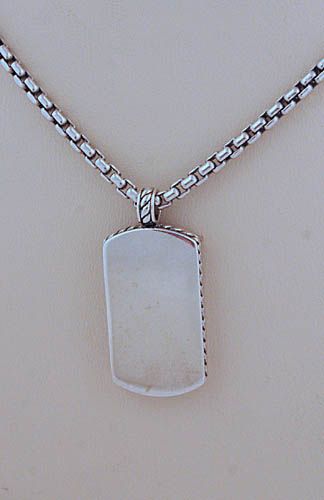 DAVID YURMAN Mens Botswanna Agate Small Dog Tag Necklace 20 $595 