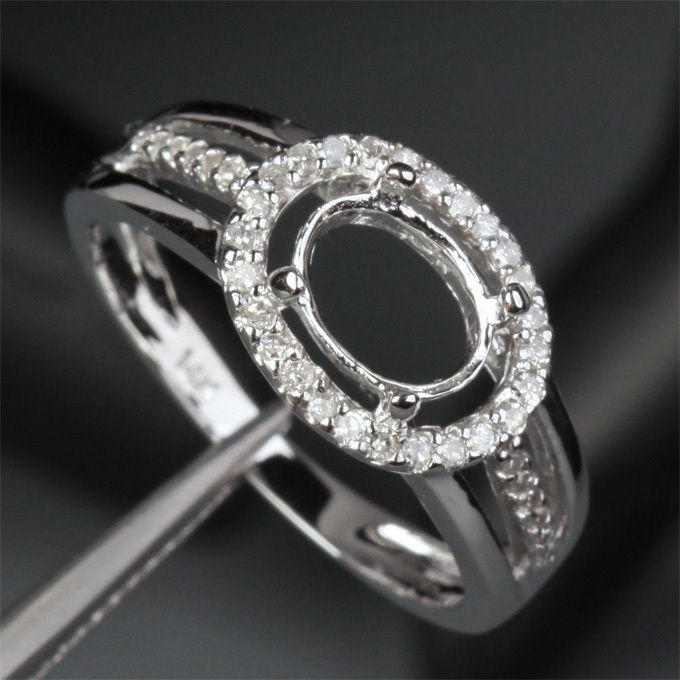   Cut 14K WHITE GOLD Pave DIAMOND WEDDING HALO SEMI MOUNT RING SIZE 7