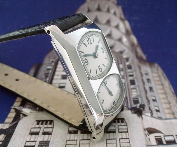 Mens Unusual and RARE Deco Era Duo Dial or Doctors Watch by Gallet 