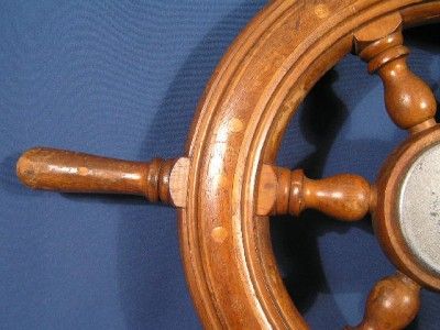 Vintage Wood Nautical Ship Boat Yacht Steering Wheel  