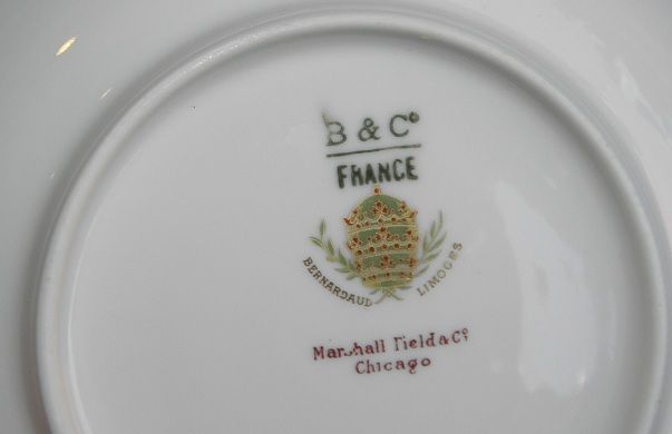 Antique Bernardaud Limoges Porcelain Cream Soup Cup & Saucer Set of 8 