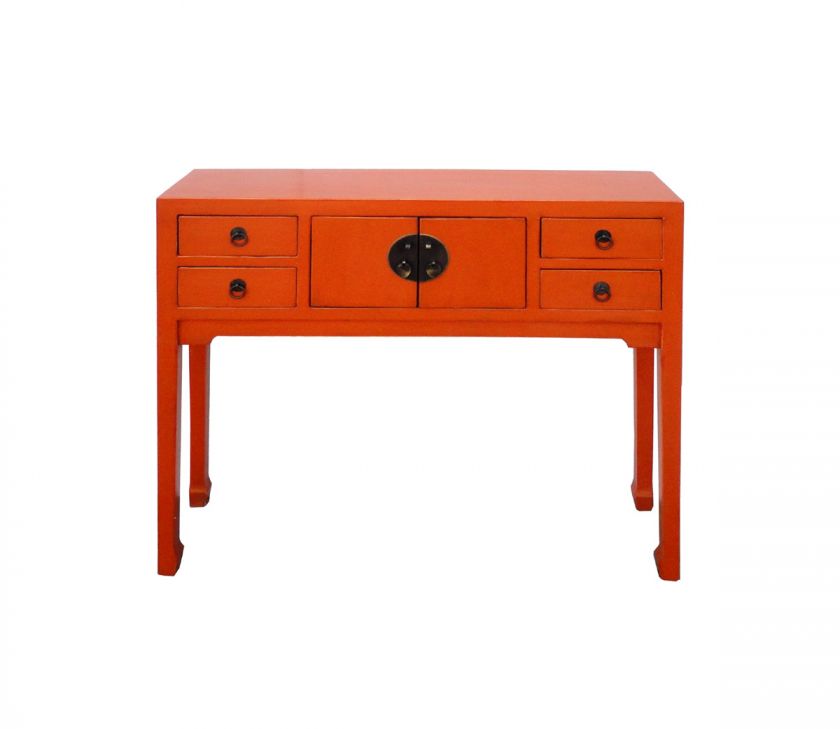 Chinese Orange Lacquer Narrow Altar Side Table ss909  