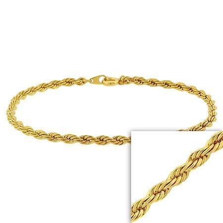 14k Gold Plated Brass Twist Link Chain Bracelet, 7,8  