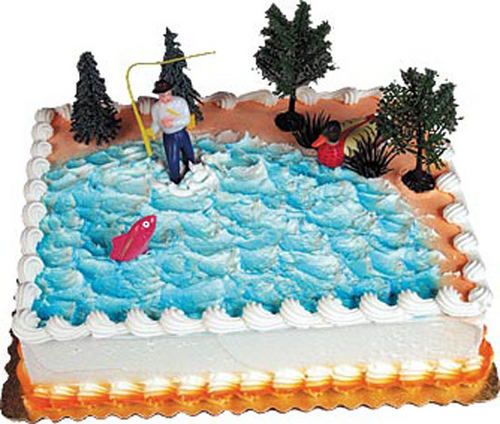 FLY FISHING CAKE DECORATING KIT Fisherman Topper Lake  