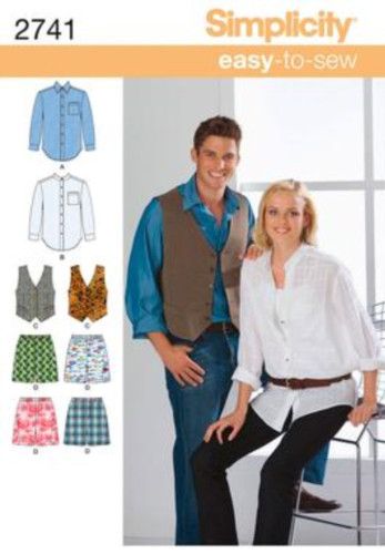 New Simplicity Sewing Pattern 2741 Mens Womens Shirt Vest Boxers 