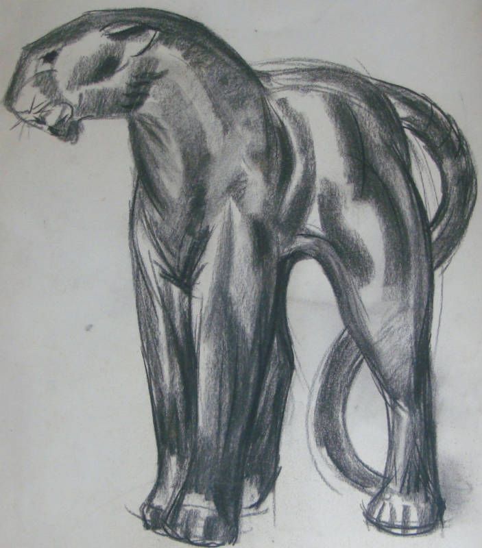   PANTHER▇ ART DECO▇ DRAWING▇ taste Paul Jouve▇52/37CM▇  