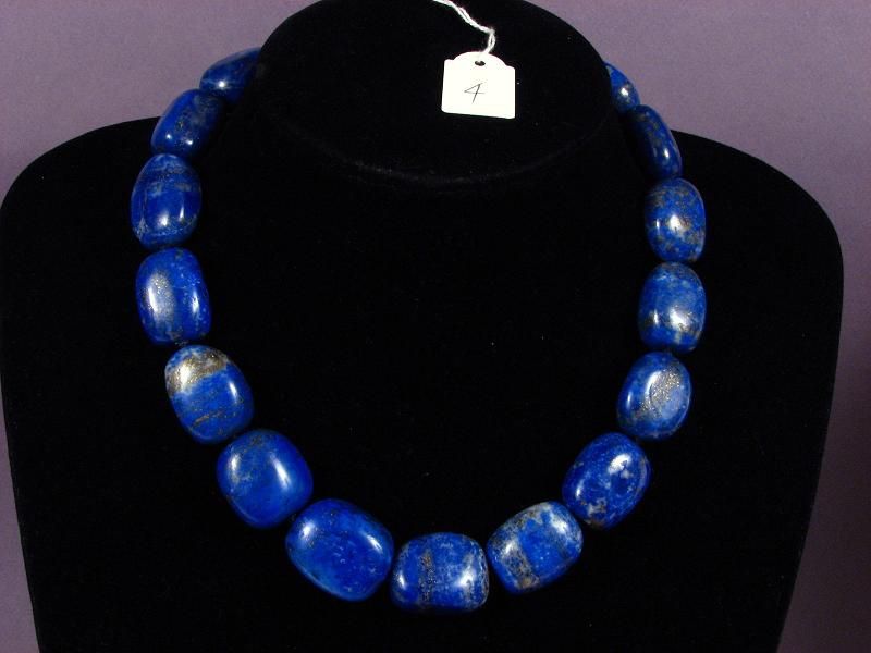 Necklace Lapis Lazuli 25mm Nuggets 925 #4  