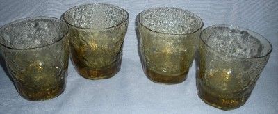 MORGANTOWN KRINKLE GLASS AMBER GOBLETS VINTAGE SENECA  