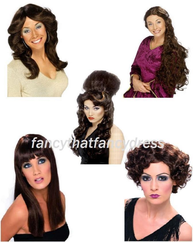 Brown Wig Long Short Curly Afro Bob Fancy Dress Ladies  