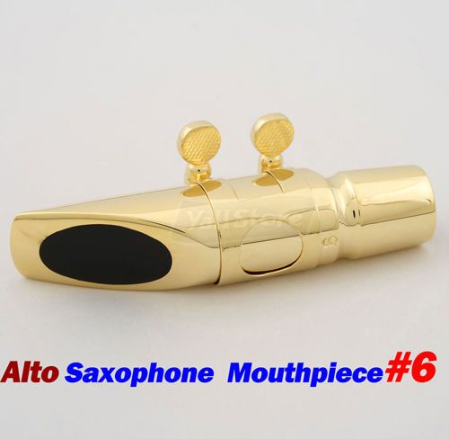 Gold Plated Alto Saxophone Sax Metal Mouthpiece with Cap Ligature 