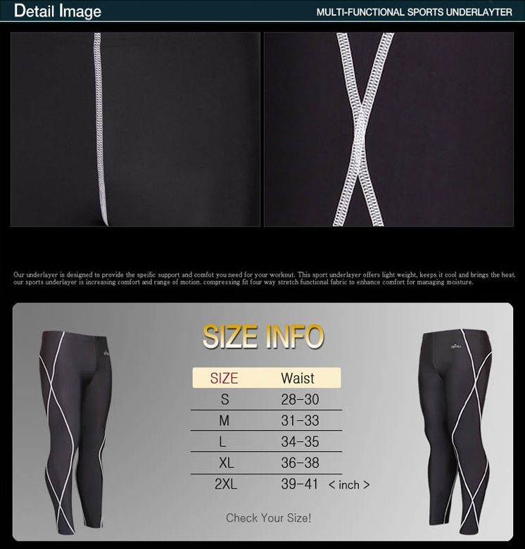 MENS WOMENS sports baselayer compression tights pants S~2XL running 