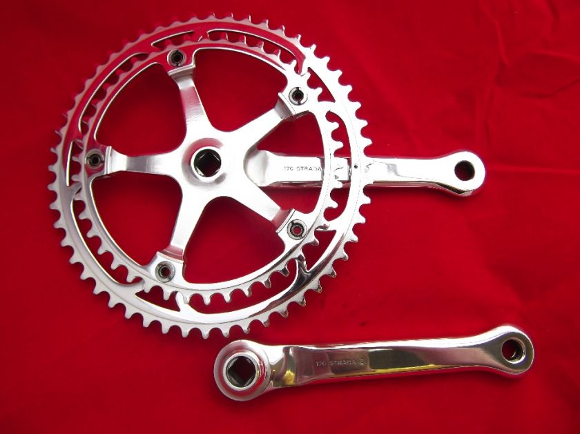 VINTAGE CAMPAGNOLO SUPER RECORD CRANKSET FULL POLISHED VGC 