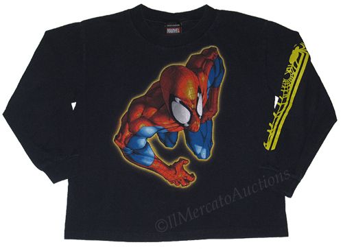 MARVEL Spiderman BOYS Long Sleeve Top Tee 6X Navy Blue  