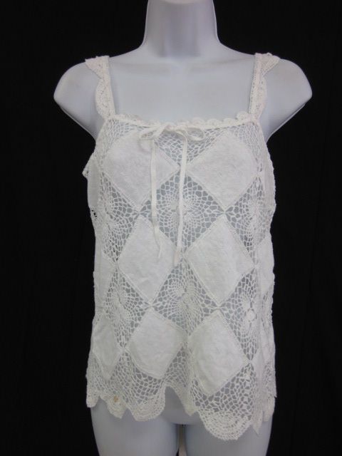 BANANA REPUBLIC White Knit Camisole Tank Top Sz 2  