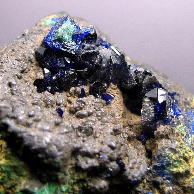 AAA Huge&intact AZURITE crystal on CUPRITE  AZ133  