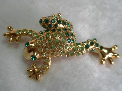 Adorable (If You Like Frogs) Monet Swarovski Crystal Frog Pin  