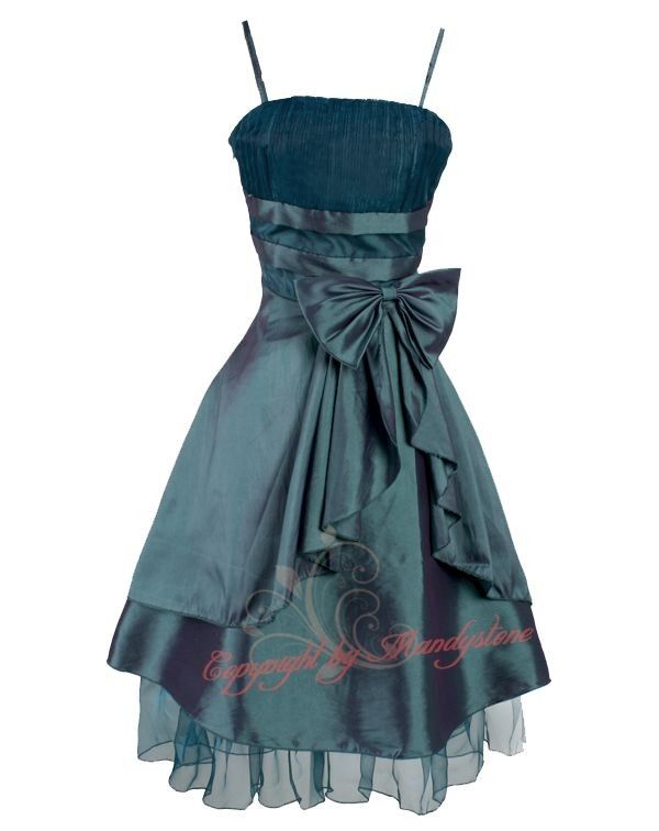 Classic Pleated Ruffle Hem Bow Party Dresses S M L XL 2XL 3XL  