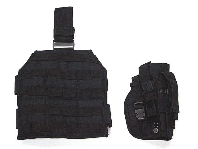 Molle Airsoft Drop Leg Platform Panel Pistol Holster BK  