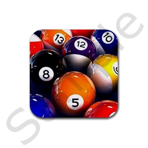 BILLIARDS BALLS 8 BALL POOL COASTERS SET OF 4  