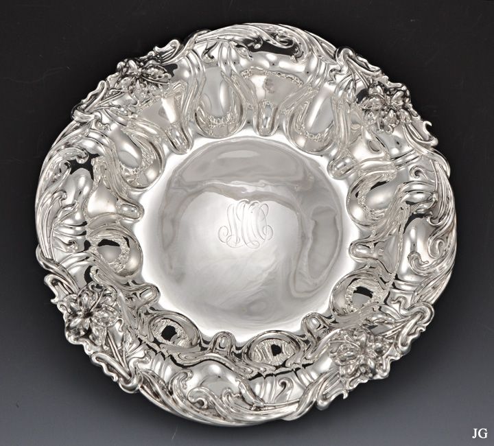 Gorgeous Sterling Meriden Brittania Bowl Art Nouveau Chased Floral 