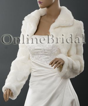Faux fur wedding bolero jacket shrug coat Sz XS,S, M, L  