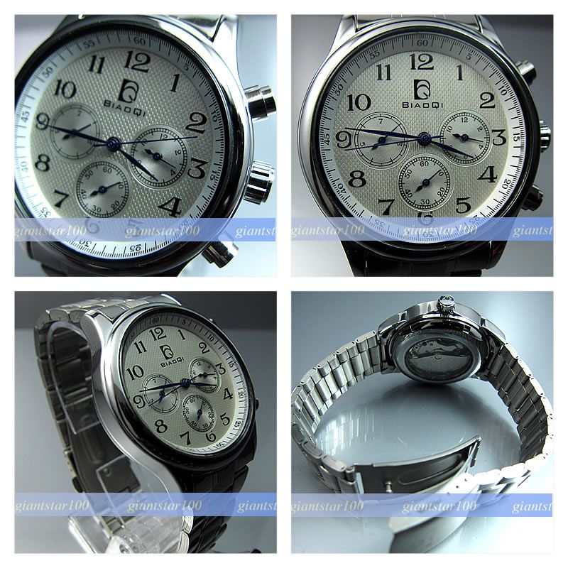 NEW 6 HANDS HOURS WEEK DAY MECHANICAL AUTOMATIC STEEL UNISEX WRIST 