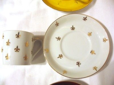 Vintage Fleur de Lis Demitasse Cup, Saucer Lot 15 Pcs  