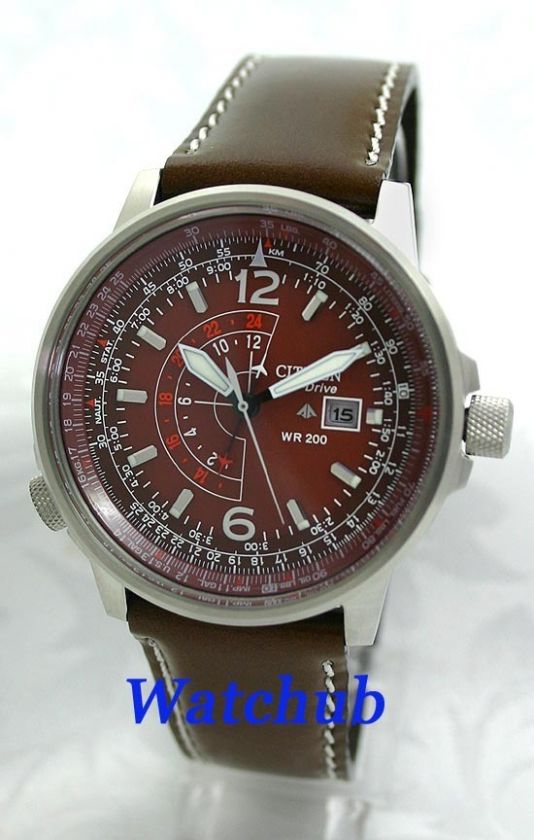 World Renowned CITIZEN NIGHTHAWK 200m WR HAVANNA EcoDrive DUAL PILOT 