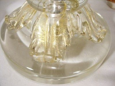   Lamps Seguso Barovier ~ Gold Fleck Twisted Glass + Finial ~3 Pc  