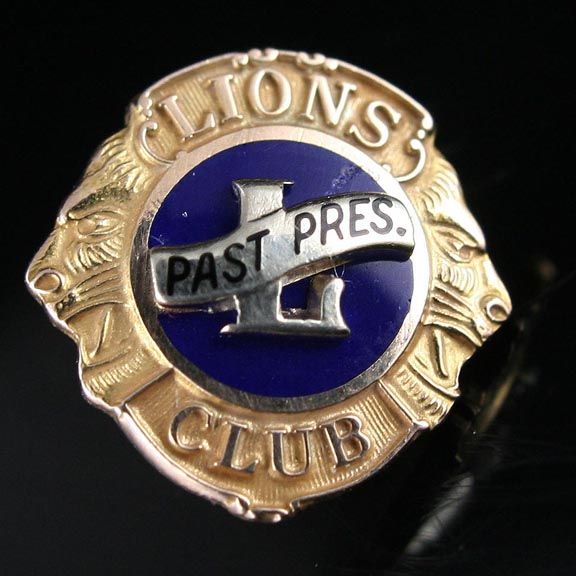 WELL CAST 10K GOLD ENAMELED LIONS CLUB LAPEL PINS  