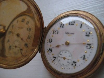 Antique Hampden Pocket Watch Hunting Case w/ Fancy Dial  