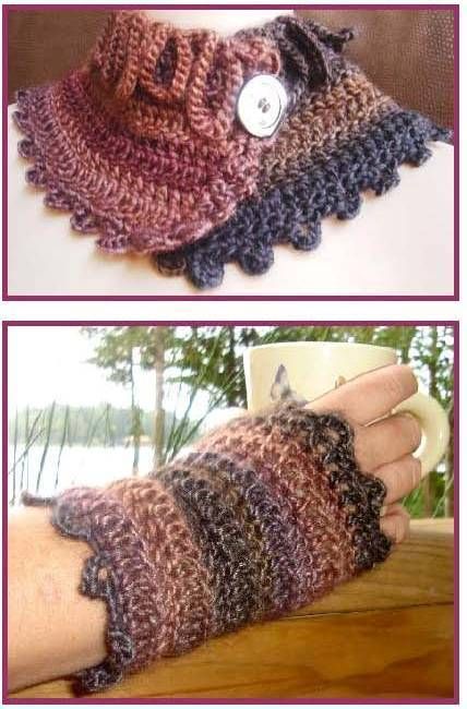 Loopy Warmers   Crochet Pattern for Neck Warmer & Wrist Warmers  