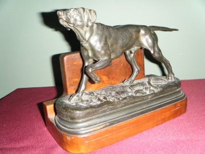 Bronze Setter & Pointer by J. Moigniez Tiffany Bookends  