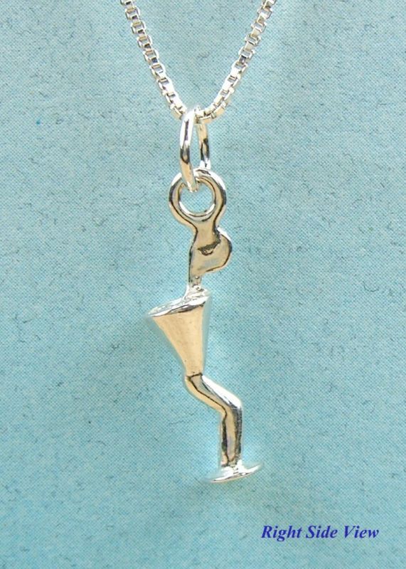   Sterling Silver Necklace Martini Drink Glass Charm Jewelry N05  