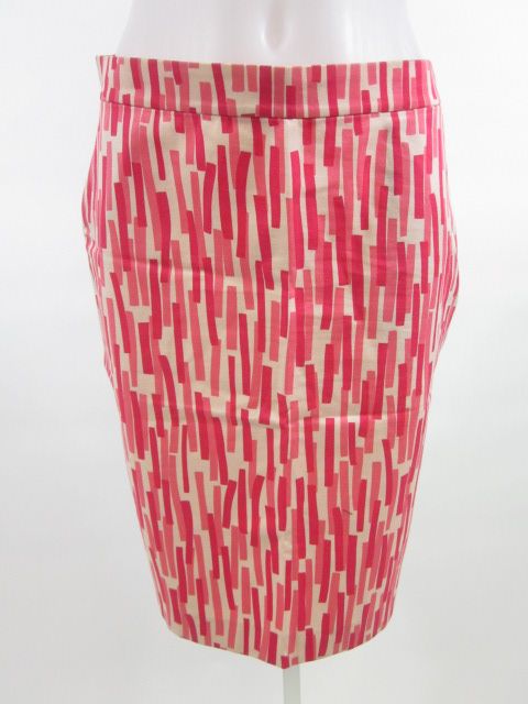KORS MICHAEL KORS Pink Ivory Print Straight Skirt Sz 4  