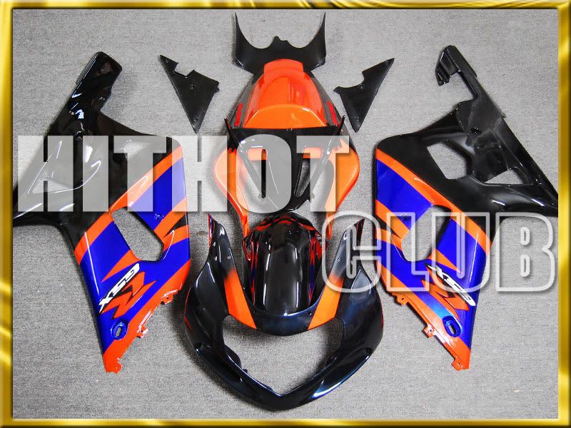 FIT SUZUKI FAIRING GSXR600 01 03 ORANGE BLUE KIT 6U131+Windscreen 