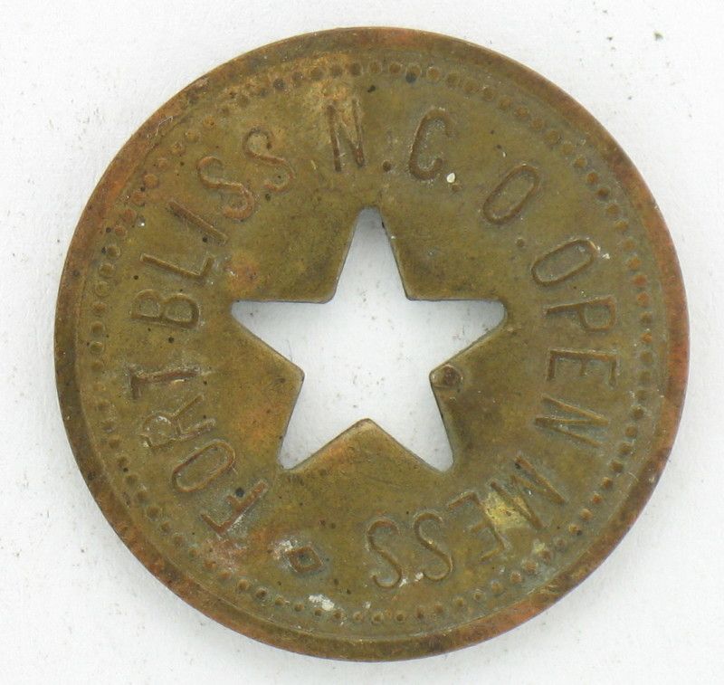 FORT BLISS N.C.O. OPEN MESS 5 CENT TOKEN  