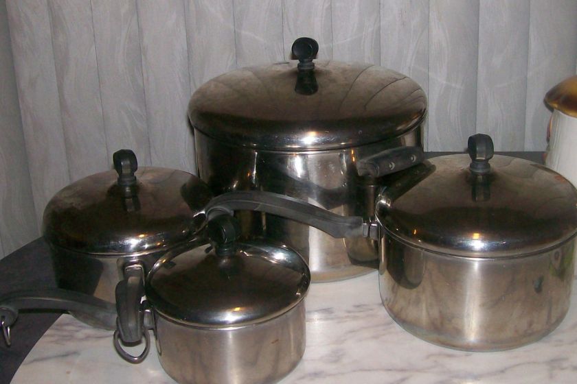 PIECES ALUMINUM CLAD FARBERWARE POTS LIDS  