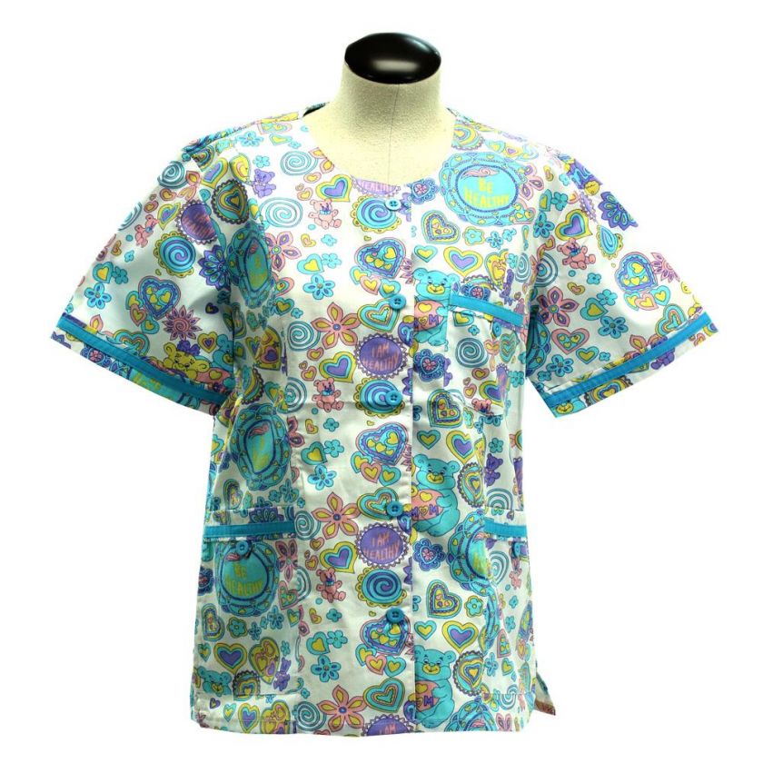 Scrubs Medical Nurse Dental Beautician White w Turquoise trim Style 