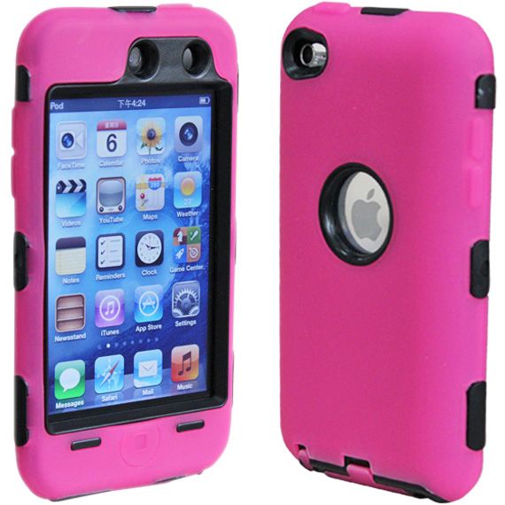   PINK 3PIECE HARD/SKIN CASE COVER FOR IPOD TOUCH 4 4G 4TH GEN+PROTECTOR