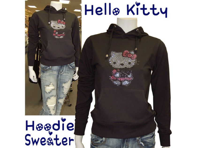 Holiday Gift Cute Hello Kitty Sweater w/Hoodie,Lot Studs,Elastic Waist 