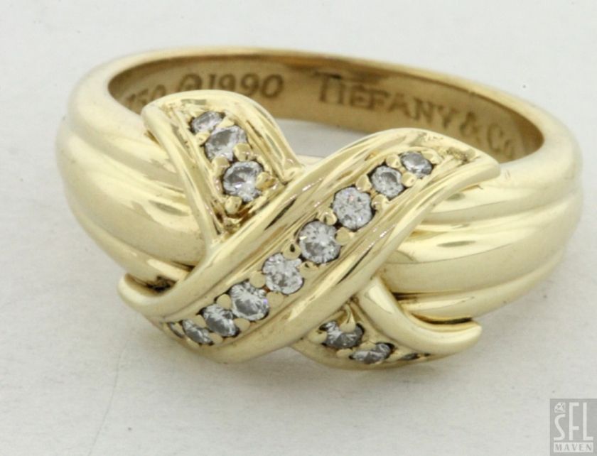 TIFFANY & CO 1990 18K YELLOW GOLD X COLLECTION 0.25CT VS1/F DIAMOND 