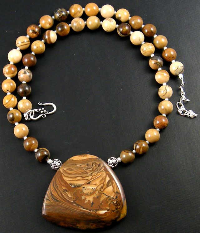 NATURAL ROYAL SAHARA JASPER PENDANT BEADS Necklace  