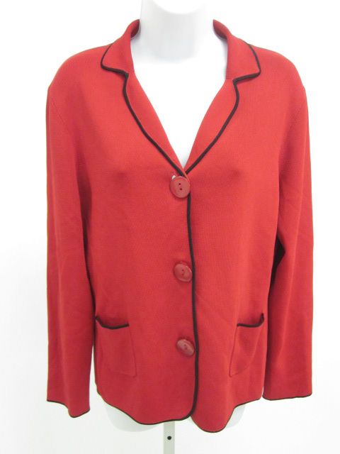 BCBG MAXAZRIA Red Button Down Sweater Cardigan Sz L  