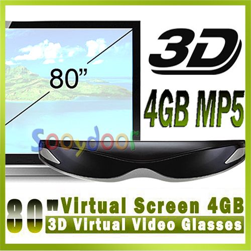 80 3D iTheater 4GB MP5 Video Glasses,720P,920000 Pixel  