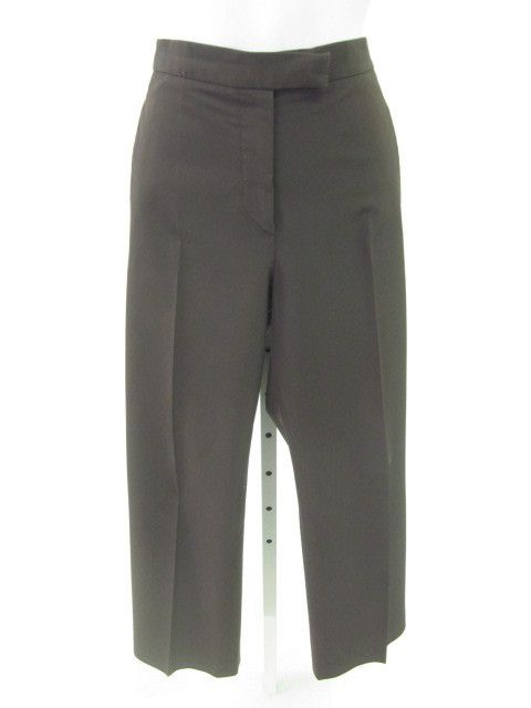 AUTH PRADA Brown Microfiber Cropped Slacks Pants Sz 46  