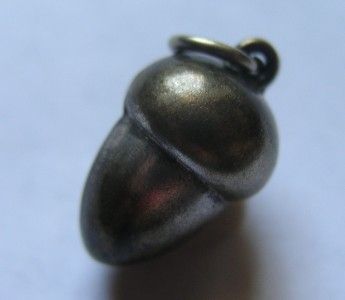 ANTIQUE GERMAN SILVER O. BRASS PUFFY ACORN CHARM  