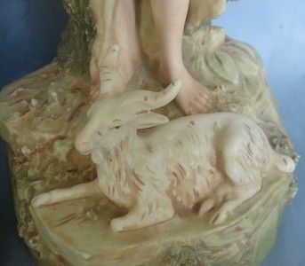 PAIR ROYAL DUX PORCELAIN FIGURES WITH SHEEP & GOAT 1910  