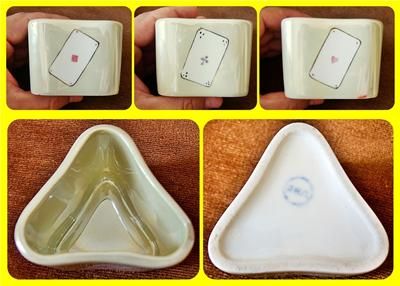    VINTAGE PORCELAIN ASHTRAY&CIGARETTE HOLDER POKER CARDS HAND PAINTED