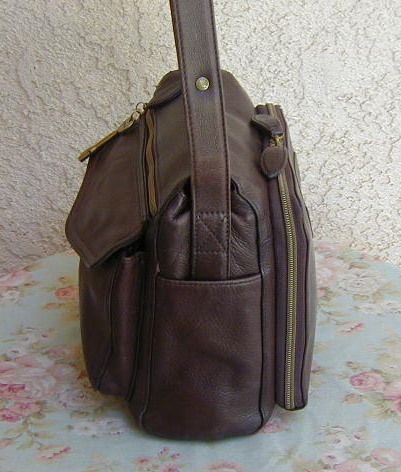   Brown Leather FOSSIL Cargo Organizer Cross Body Bag~Purse  